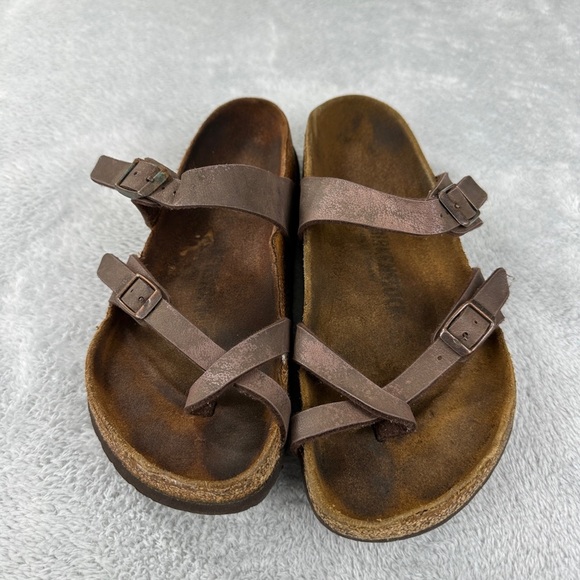 Birkenstock Miyari Brown Leather Sandals Women's Size 39 EU
